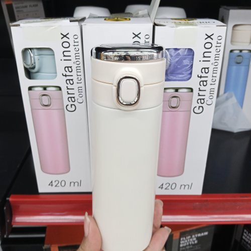 GARRAFA INOX COM TERMÔMETRO