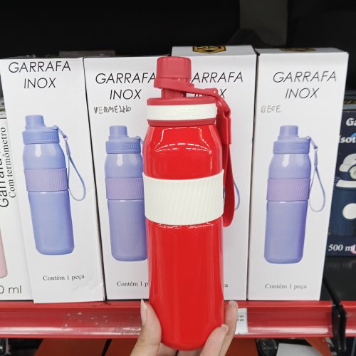 GARRAFA INOX 600ML COM ALÇA