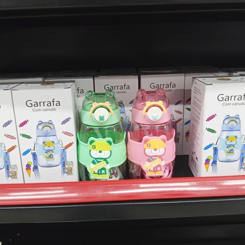 GARRAFA PLÁSTICO INFANTIL COM ALÇA URSO 600ML