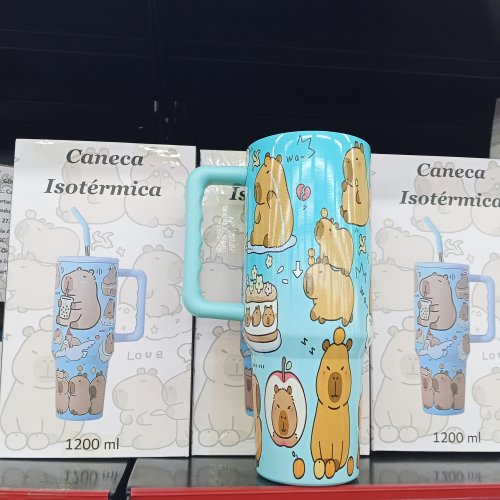 COPO ISOTÉRMICO COM ALÇA E CANO CAPIVARA 1200ML