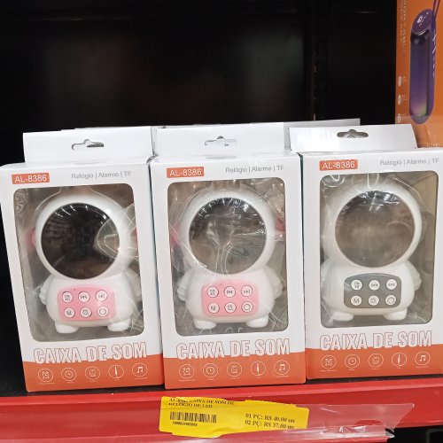 CAIXA DE SOM COM RELÓGIO ASTRONAUTA