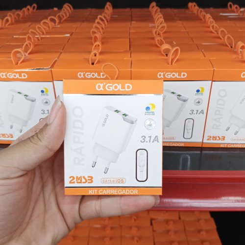 CARREGADOR O'GOLD 3.1A 2USB/TIPO-C