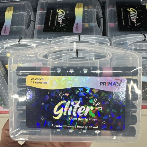 Caneta hidrográfica gliter 12 canetas