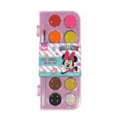 AQUARELA COM PINCÉL 12 CORES MINNIE