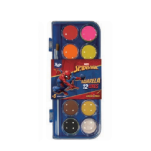 AQUARELA COM PINCÉL 12 CORES HOMEM ARANHA