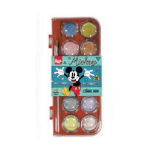 AQUARELA COM PINCÉL 12 CORES MICKEY