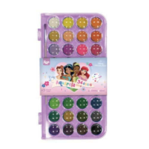 AQUARELA COM PINCÉL 36 CORES PRINCESAS
