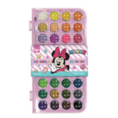AQUARELA COM PINCÉL 36 CORES MINNIE