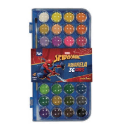 AQUARELA COM PINCÉL 36 CORES HOMEM ARANHA