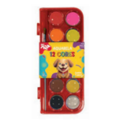 AQUARELA COM PINCÉL 12 CORES DECART