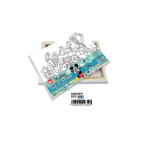 KIT TELA PINTURA COM PINCEL GUACHE MIKEY COM 6 CORES