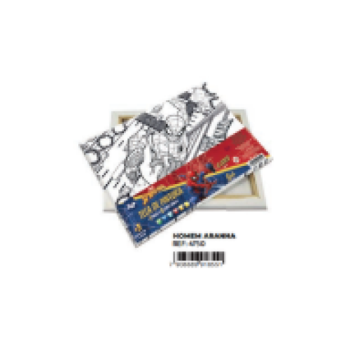 KIT TELA PINTURA COM PINCEL GUACHE HOMEM ARANHA COM 6 CORES