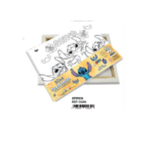 KIT TELA DE PINTURA PINCÉL GUACHE STITCH COM 6 CORES