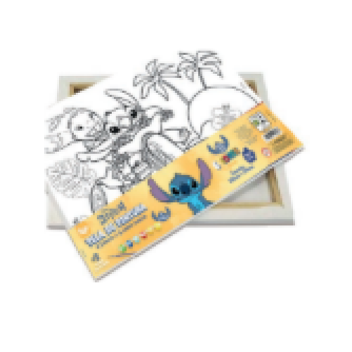 KIT TELA DE PINTURACOM PINCÉL COM 6 CORES GUACHE STITCH