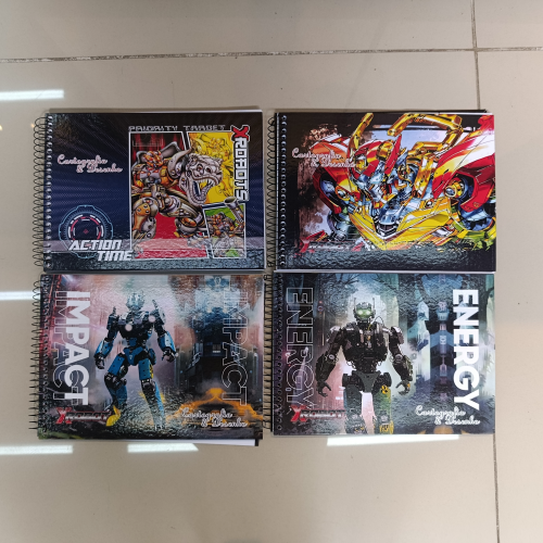 CADERNO DE CARTOGRAFIA E DESENHO 96 FOLHAS X-ROBOTS