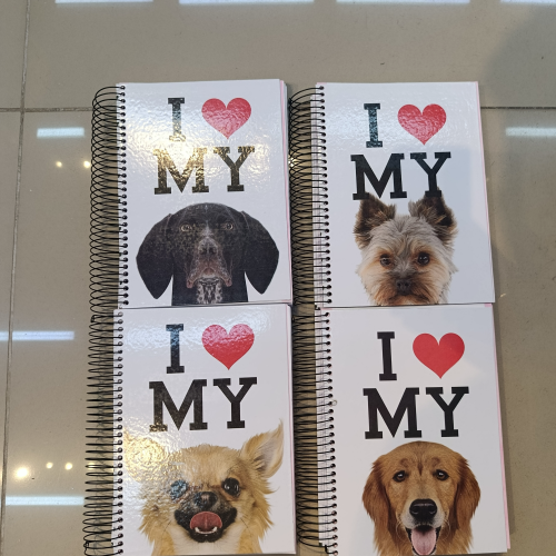 CADERNO CAPA DURA DE ARAME 400 FOLHAS DOGS
