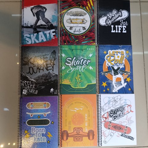 CADERNO CAPA DURA ARAMADO 96 FOLHAS SKATE
