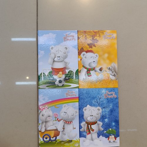 CADERNO BROCHURÃO COSTURADO PEQUENO 1/4 96 FOLHAS FURRY BEARS