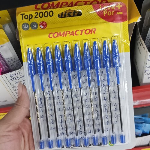 Kit 10 canetas esferográfica compactor 1.0
Azul