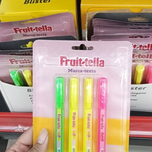 Kit 4 marca texto fruit-tella 
Verde, amarela e rosa
