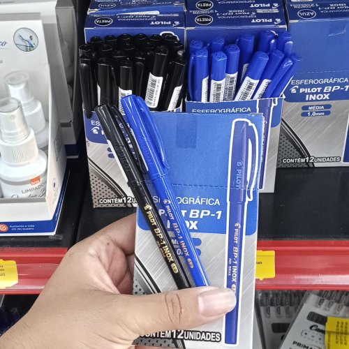 Caixa com 12 Canetas esferográfica piloto média 1.0mm