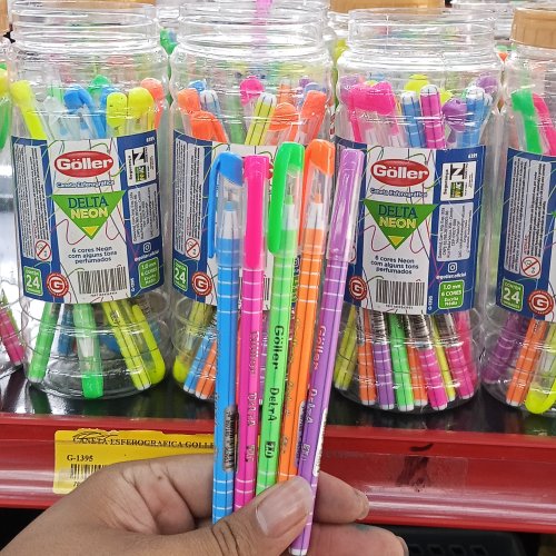 Caneta esferográfica colorida neon GOLLER