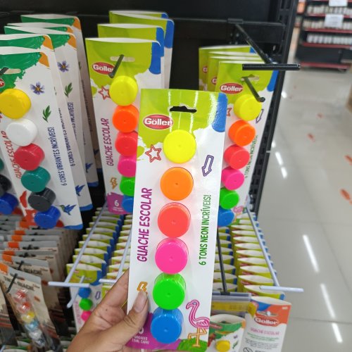 Tinta guache escolar 6 cores neon