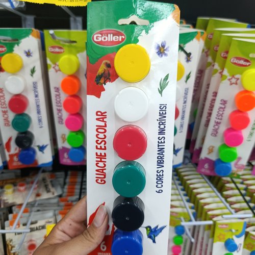 Tinta guache escolar 6 cores vibrantes