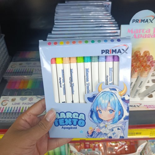 Conjunto de marca texto com 12 cores apagável