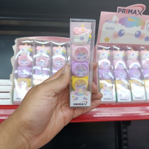 Conjunto 4 marca texto unicórnio