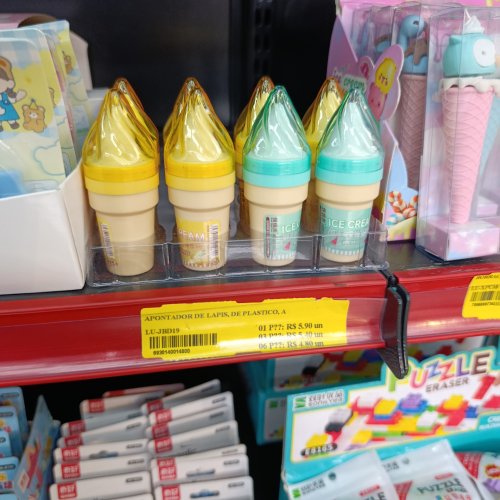 Apontador e borracha sorvete