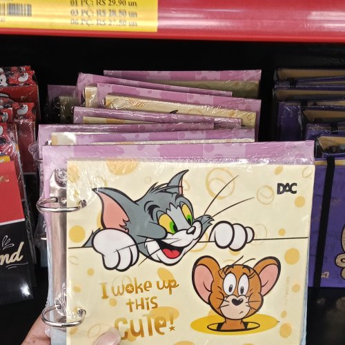 Mini fichário universitário tom e jerry