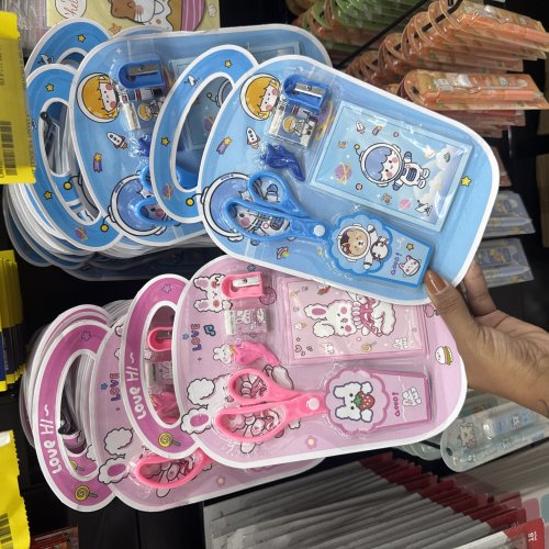 KIT TESOURA APONTADOR E BORRACHA