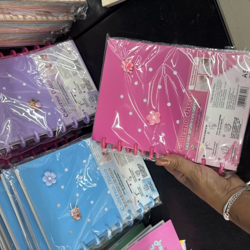 CADERNO DISCO PINGENTES