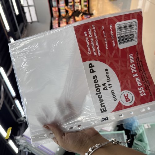ENVELOPES PP A4 C/11 FUROS E 10 UND