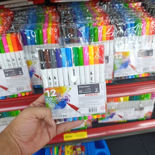 24 canetas pincel ponta dupla