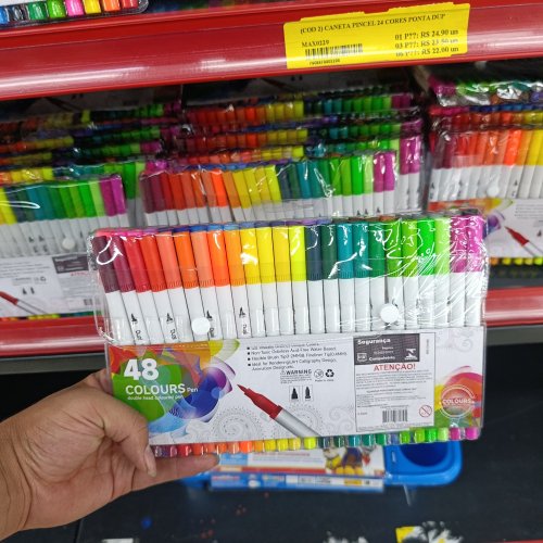 48 Canetas pincel ponta dupla