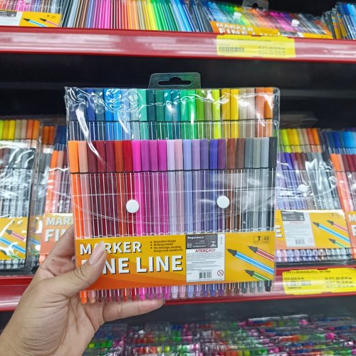 Conjunto 48 canetas ponta fina hidrográfica