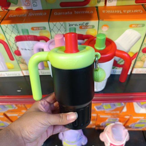 Garrafa térmica 600ml com canudo