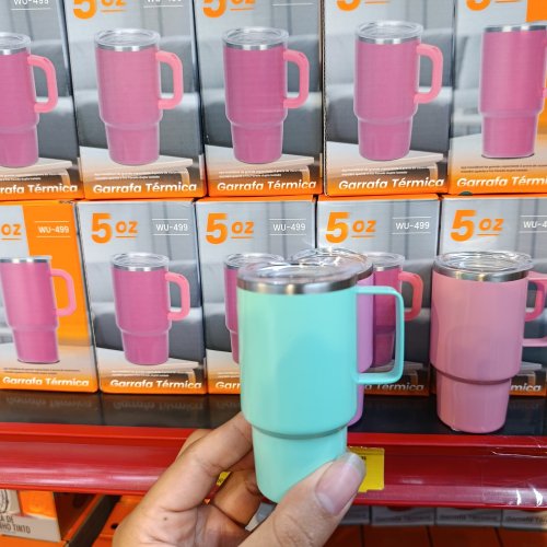 Mini copo térmico com alça e tampa
