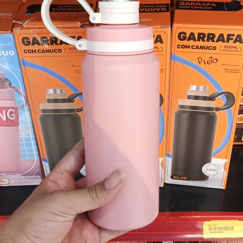 Garrafa térmica com canudo de vácuo 600ml