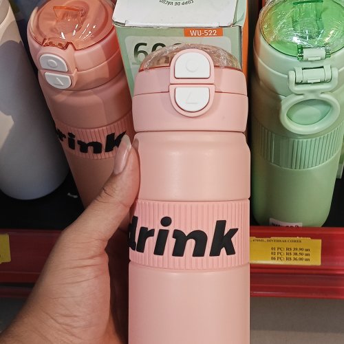 Garrafa térmica com canudo 600ml
