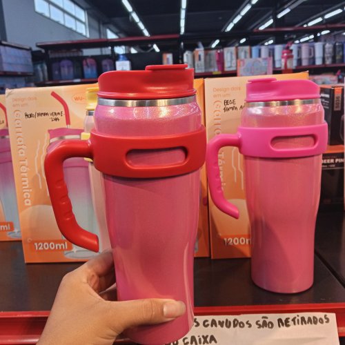 Copo garrafa térmica com canudo e alça 1200ml