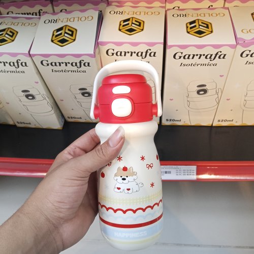 Garrafa isotérmica de aço inox com alça 520ml