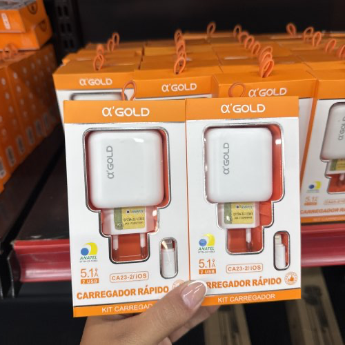 CARREGADOR RÁPIDO O’GOLD 5.1A 2 USB ENTRADA IOS