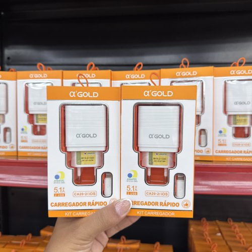CARREGADOR RÁPIDO O’GOLD 5.1A 2 USB ENTRADA IOS
