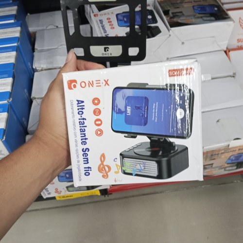 Alto falante sem fio com suporte para celular